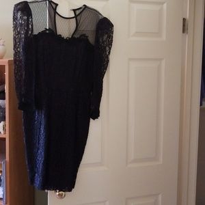Black lace evening dress